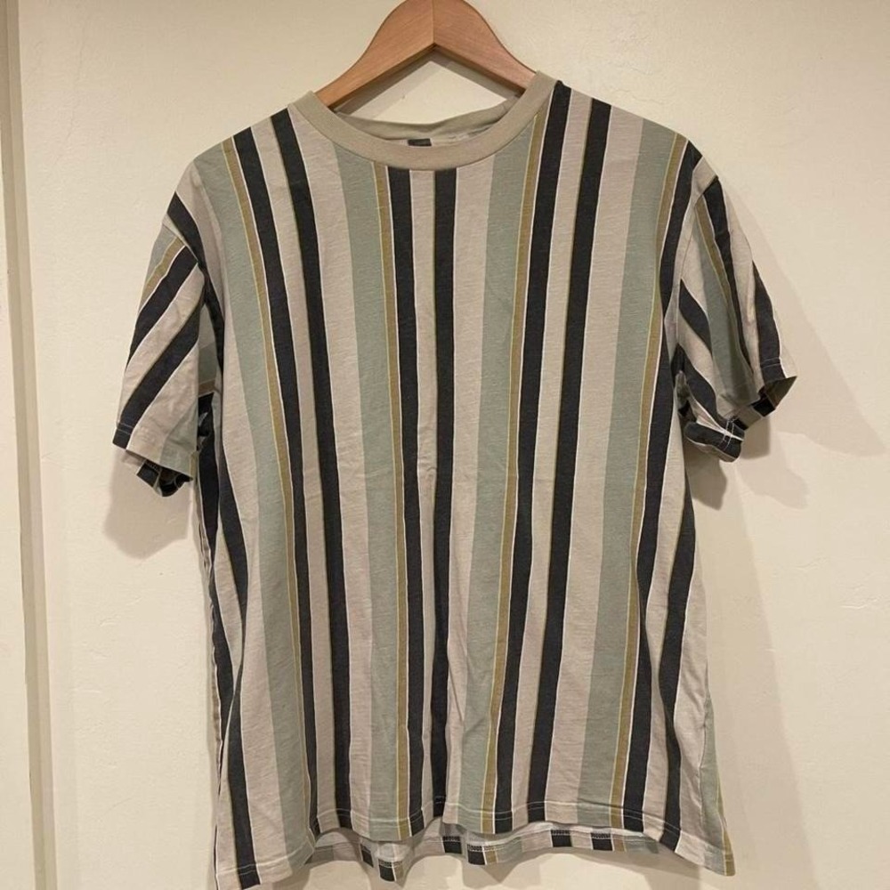 Y2K Earth Tones striped reto loose fit large Men's shirt Indie Skater Streetwear